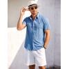 imageCOOFANDY Mens Short Sleeve Button Down Shirt Casual Summer Beach Shirts Vacation Wedding Shirt with PocketCeramic Blue