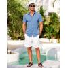 imageCOOFANDY Mens Short Sleeve Button Down Shirt Casual Summer Beach Shirts Vacation Wedding Shirt with PocketCeramic Blue