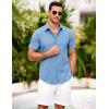 imageCOOFANDY Mens Short Sleeve Button Down Shirt Casual Summer Beach Shirts Vacation Wedding Shirt with PocketCeramic Blue
