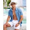 imageCOOFANDY Mens Short Sleeve Button Down Shirt Casual Summer Beach Shirts Vacation Wedding Shirt with PocketCeramic Blue