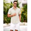imageCOOFANDY Mens Short Sleeve Button Down Shirt Casual Summer Beach Shirts Vacation Wedding Shirt with PocketCream