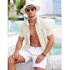 imageCOOFANDY Mens Short Sleeve Button Down Shirt Casual Summer Beach Shirts Vacation Wedding Shirt with PocketCream