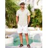 imageCOOFANDY Mens Short Sleeve Button Down Shirt Casual Summer Beach Shirts Vacation Wedding Shirt with PocketCream