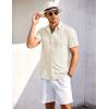 imageCOOFANDY Mens Short Sleeve Button Down Shirt Casual Summer Beach Shirts Vacation Wedding Shirt with PocketCream