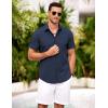 imageCOOFANDY Mens Short Sleeve Button Down Shirt Casual Summer Beach Shirts Vacation Wedding Shirt with PocketIndigo