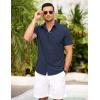 imageCOOFANDY Mens Short Sleeve Button Down Shirt Casual Summer Beach Shirts Vacation Wedding Shirt with PocketIndigo