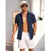 imageCOOFANDY Mens Short Sleeve Button Down Shirt Casual Summer Beach Shirts Vacation Wedding Shirt with PocketIndigo