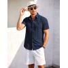 imageCOOFANDY Mens Short Sleeve Button Down Shirt Casual Summer Beach Shirts Vacation Wedding Shirt with PocketIndigo
