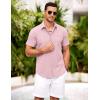 imageCOOFANDY Mens Short Sleeve Button Down Shirt Casual Summer Beach Shirts Vacation Wedding Shirt with PocketLotus Pink
