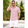 imageCOOFANDY Mens Short Sleeve Button Down Shirt Casual Summer Beach Shirts Vacation Wedding Shirt with PocketLotus Pink