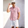 imageCOOFANDY Mens Short Sleeve Button Down Shirt Casual Summer Beach Shirts Vacation Wedding Shirt with PocketLotus Pink