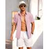 imageCOOFANDY Mens Short Sleeve Button Down Shirt Casual Summer Beach Shirts Vacation Wedding Shirt with PocketLotus Pink
