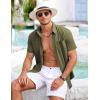 imageCOOFANDY Mens Short Sleeve Button Down Shirt Casual Summer Beach Shirts Vacation Wedding Shirt with PocketOlive Drab