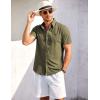 imageCOOFANDY Mens Short Sleeve Button Down Shirt Casual Summer Beach Shirts Vacation Wedding Shirt with PocketOlive Drab