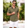 imageCOOFANDY Mens Short Sleeve Button Down Shirt Casual Summer Beach Shirts Vacation Wedding Shirt with PocketOlive Drab