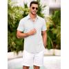 imageCOOFANDY Mens Short Sleeve Button Down Shirt Casual Summer Beach Shirts Vacation Wedding Shirt with PocketWhite