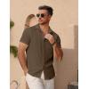 imageCOOFANDY Mens Short Sleeve Button Down Shirt Casual Summer Beach Untucked Vacation Textured Shirts with PocketAcorn