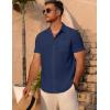 imageCOOFANDY Mens Short Sleeve Button Down Shirt Casual Summer Beach Untucked Vacation Textured Shirts with PocketBlack Iris