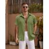 imageCOOFANDY Mens Short Sleeve Button Down Shirt Casual Summer Beach Untucked Vacation Textured Shirts with PocketChive