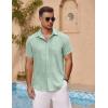 imageCOOFANDY Mens Short Sleeve Button Down Shirt Casual Summer Beach Untucked Vacation Textured Shirts with PocketGossamer Green
