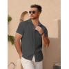 imageCOOFANDY Mens Short Sleeve Button Down Shirt Casual Summer Beach Untucked Vacation Textured Shirts with PocketGranite Gray