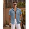 imageCOOFANDY Mens Short Sleeve Button Down Shirt Casual Summer Beach Untucked Vacation Textured Shirts with PocketMidnight