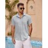 imageCOOFANDY Mens Short Sleeve Button Down Shirt Casual Summer Beach Untucked Vacation Textured Shirts with PocketQuiet Gray