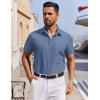 imageCOOFANDY Mens Short Sleeve Button Down Shirt Casual Untucked Dress Shirt Stretch Denim ShirtDenim Blue