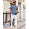 imageCOOFANDY Mens Short Sleeve Button Down Shirt Casual Untucked Dress Shirt Stretch Denim ShirtDenim Blue