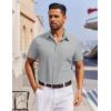 imageCOOFANDY Mens Short Sleeve Button Down Shirt Casual Untucked Dress Shirt Stretch Denim ShirtLight Gray