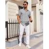 imageCOOFANDY Mens Short Sleeve Button Down Shirt Casual Untucked Dress Shirt Stretch Denim ShirtLight Gray