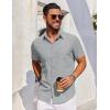 imageCOOFANDY Mens Short Sleeve Button Down Shirt Casual Untucked Dress Shirt Stretch Denim ShirtLight Gray