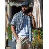 imageCOOFANDY Mens Short Sleeve Button Down Shirt Plaid Button Up Shirts Casual 75 Cotton Work ShirtsAblackwhite