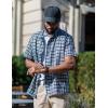 imageCOOFANDY Mens Short Sleeve Button Down Shirt Plaid Button Up Shirts Casual 75 Cotton Work ShirtsAblackwhite