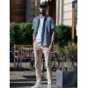 imageCOOFANDY Mens Short Sleeve Button Down Shirt Plaid Button Up Shirts Casual 75 Cotton Work ShirtsAblackwhite