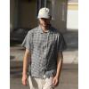 imageCOOFANDY Mens Short Sleeve Button Down Shirt Plaid Button Up Shirts Casual 75 Cotton Work ShirtsBblackwhite