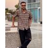 imageCOOFANDY Mens Short Sleeve Button Down Shirt Plaid Button Up Shirts Casual 75 Cotton Work ShirtsBrown