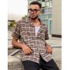 imageCOOFANDY Mens Short Sleeve Button Down Shirt Plaid Button Up Shirts Casual 75 Cotton Work ShirtsBrown