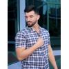 imageCOOFANDY Mens Short Sleeve Button Down Shirt Plaid Button Up Shirts Casual 75 Cotton Work ShirtsDark Bluewhite