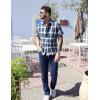 imageCOOFANDY Mens Short Sleeve Button Down Shirt Plaid Button Up Shirts Casual 75 Cotton Work ShirtsDark Greenwhite