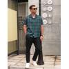 imageCOOFANDY Mens Short Sleeve Button Down Shirt Plaid Button Up Shirts Casual 75 Cotton Work ShirtsGreenblue