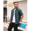 imageCOOFANDY Mens Short Sleeve Button Down Shirt Plaid Button Up Shirts Casual 75 Cotton Work ShirtsGreenblue