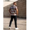 imageCOOFANDY Mens Short Sleeve Button Down Shirt Plaid Button Up Shirts Casual 75 Cotton Work ShirtsOrange