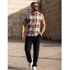 imageCOOFANDY Mens Short Sleeve Button Down Shirt Plaid Button Up Shirts Casual 75 Cotton Work ShirtsOrange