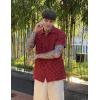 imageCOOFANDY Mens Short Sleeve Button Down Shirt Plaid Button Up Shirts Casual 75 Cotton Work ShirtsRedblack