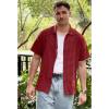 imageCOOFANDY Mens Short Sleeve Button Down Shirt Plaid Button Up Shirts Casual 75 Cotton Work ShirtsRedblack