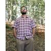 imageCOOFANDY Mens Short Sleeve Button Down Shirt Plaid Button Up Shirts Casual 75 Cotton Work ShirtsWine Redwhite