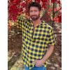 imageCOOFANDY Mens Short Sleeve Button Down Shirt Plaid Button Up Shirts Casual 75 Cotton Work ShirtsYellowblue