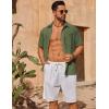 imageCOOFANDY Mens Short Sleeve Button Down Shirts 100 Cotton Beach Style Textured ShirtsOlive Green
