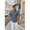 imageCOOFANDY Mens Short Sleeve Button Down Shirts Casual Dress Shirts for Men Summer Untucked Shirts with PocketBlue